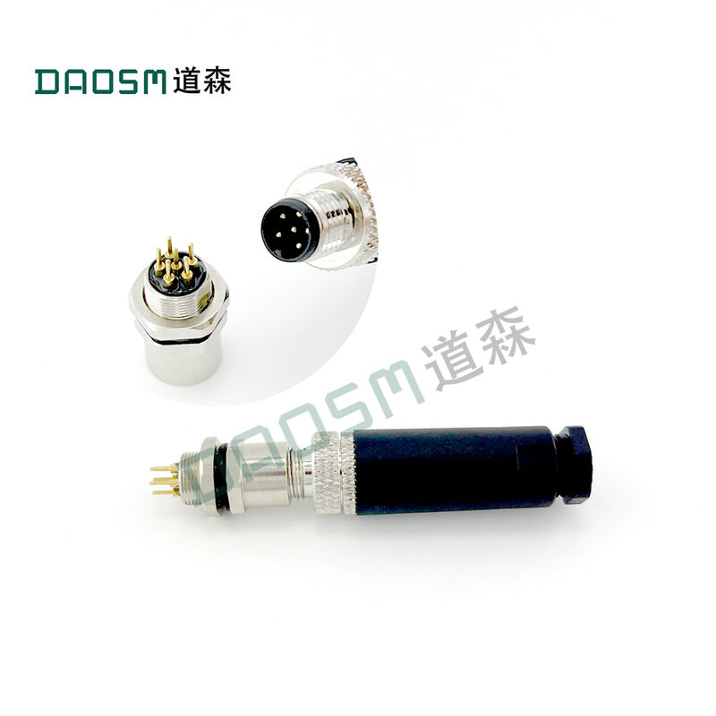 Nickel Plated Brass M12 Field Wireable Connector Screw Terminal Connector For -40°C To 85°C