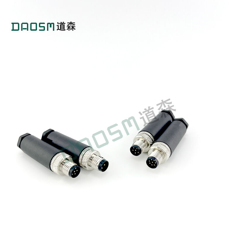Nickel Plated Brass M12 Field Wireable Connector Screw Terminal Connector For -40°C To 85°C