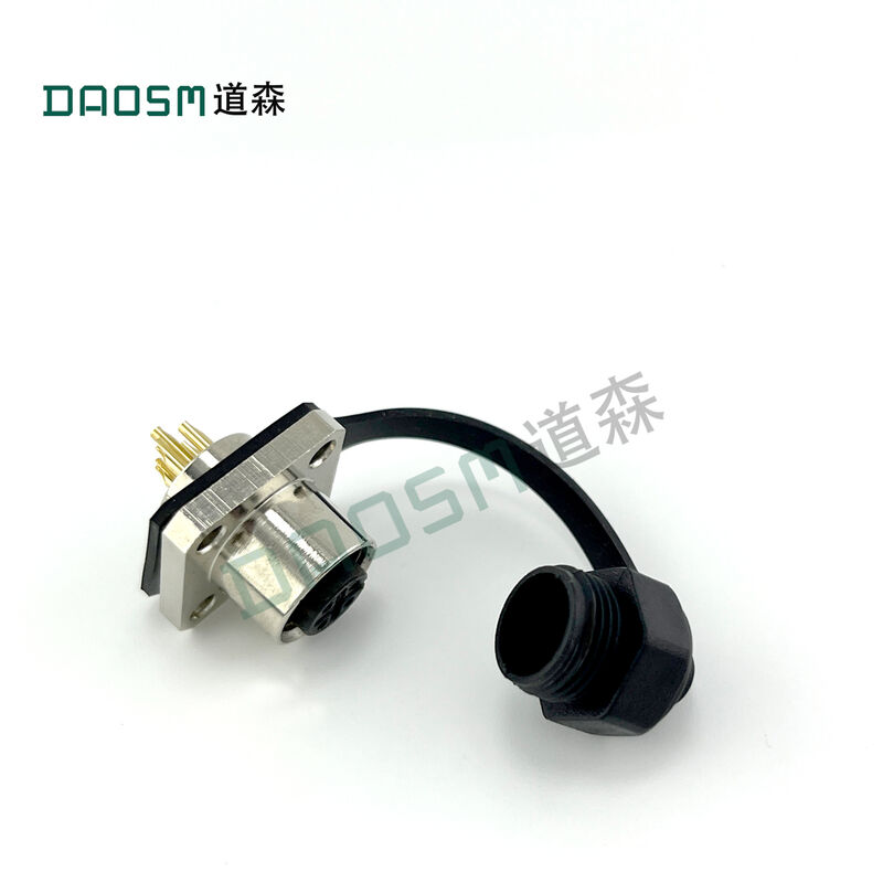 250V Field Wireable M12 Connector Gold Plated Brass Contact Material For Long Lasting Connections