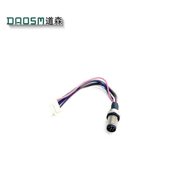 Long Lasting M8 Cable Connectors Gold Contact Plating M8 Male Connector with 1 Meter Cable