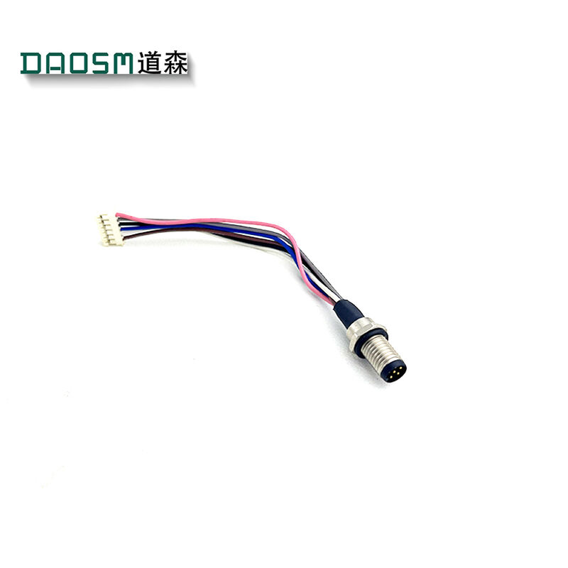 Long Lasting M8 Cable Connectors Gold Contact Plating M8 Male Connector with 1 Meter Cable