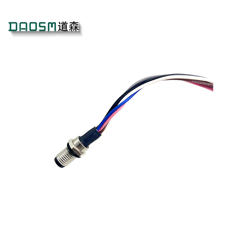 Long Lasting M8 Cable Connectors Gold Contact Plating M8 Male Connector with 1 Meter Cable
