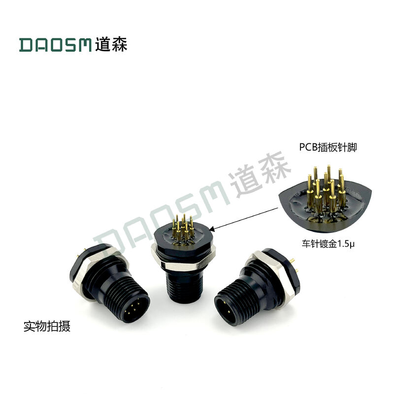8 Contacts M12 Metal Circular Connector For Metal Cable Diameter 4mm With Metal Material