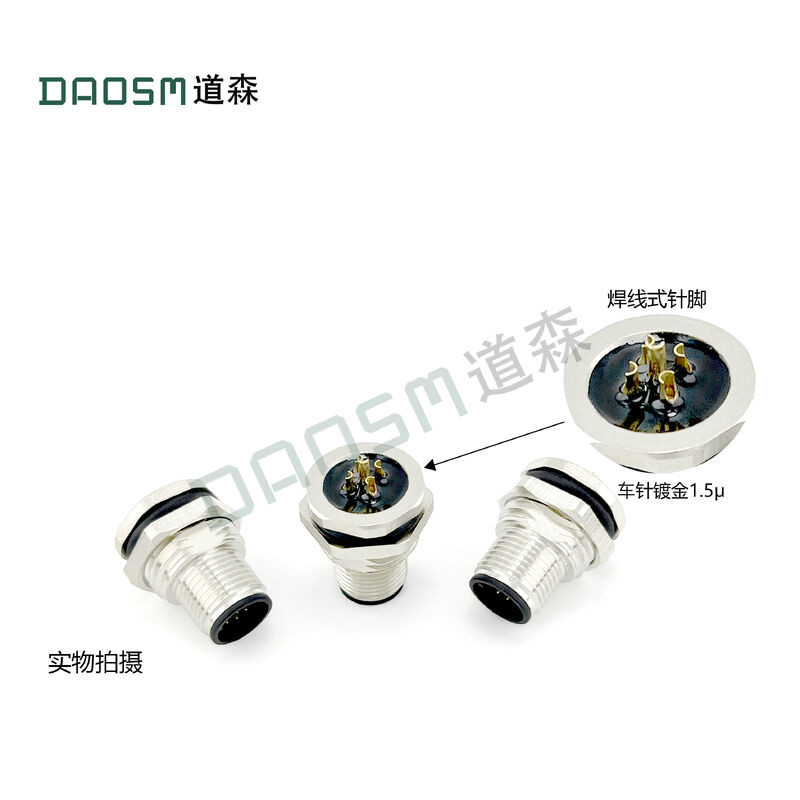 8 Contacts M12 Metal Circular Connector For Metal Cable Diameter 4mm With Metal Material