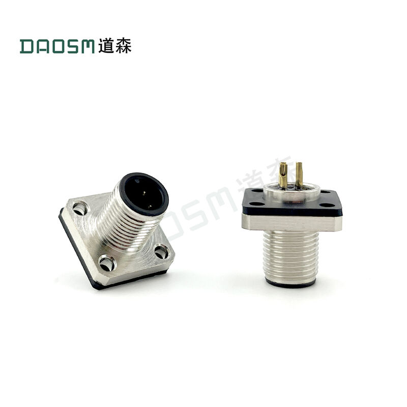 4A Current Rating M12 Circular Connectors For Panel Mount Nickel Plated Connectors Brass Shell