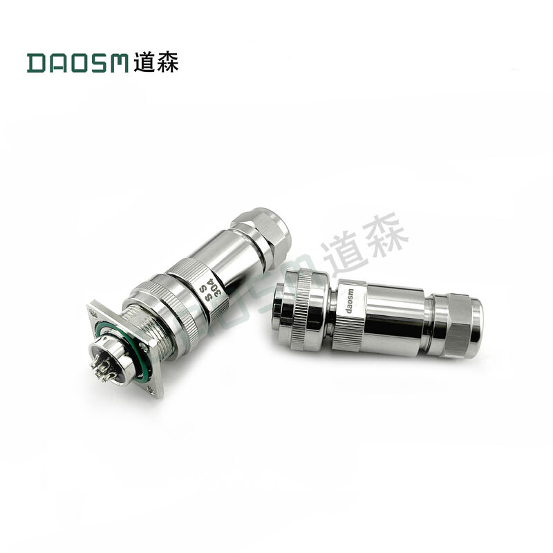 roestvrij staal SS-304 De 7-pins connector is verkrijgbaar in verschillende configuraties om te voldoen aan specifieke behoeften voor corrosiebestendige elektrische verbindingen.